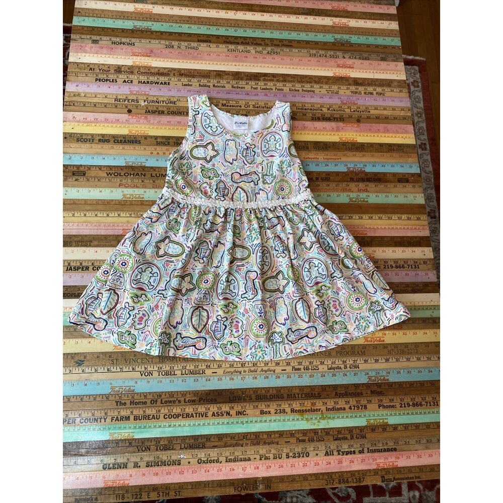 Vintage Flapdoodles 100% Cotton Knit Tank Dress Girls 8 M Crochet Tribal Print